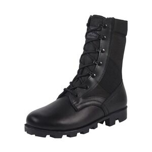 WIDEWAY Men's Military Jungle Boots Full Grain Leather Boots Black Size 7 Combat
